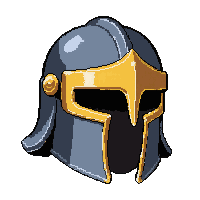 knight visored helmet  gold trimmed