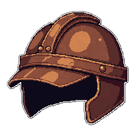 leather cap  rusted iron