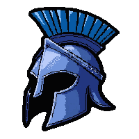 spartan crested helmet  with blue cloth wrap