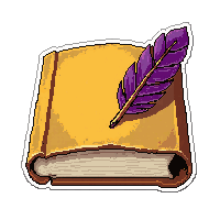 ancient tome  with a feather bookmark
