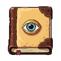 bound recipe book  with eye of newt symbol