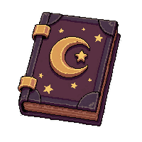 iron bound grimoire  with star and moon design