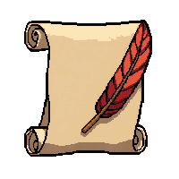 rolled parchment scroll  with a feather bookmark