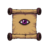 rolled parchment scroll  with eye of newt symbol