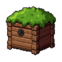 barrel container  covered in moss