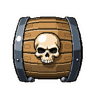 barrel container  with skull emblem