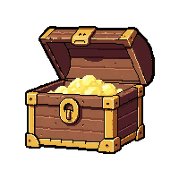 gold trimmed chest  slightly open with light spilling out