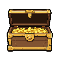 gold trimmed chest  wide open showing gold inside