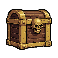 gold trimmed chest  with skull emblem