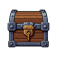 iron bound chest  with a single key in the lock