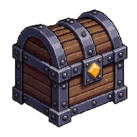 iron bound chest  with rune symbols glowing