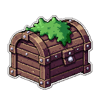 pirate captain chest  covered in moss