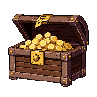 pirate captain chest  wide open showing gold inside
