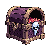 skull decorated chest  slightly open with light spilling out