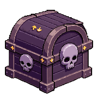 skull decorated chest  with rune symbols glowing