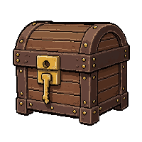 small wooden treasure chest  with a single key in the lock