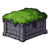 stone sarcophagus  covered in moss