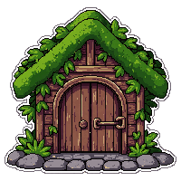 double tavern doors  covered in vines
