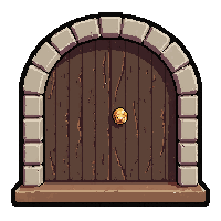Double Tavern Doors  With Golden Lion Knocker — free pixel art sprite from Marketplace Doors Portals