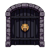 Iron Prison Door  With Golden Lion Knocker — free pixel art sprite from Marketplace Doors Portals