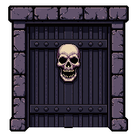 iron prison door  with skull knocker