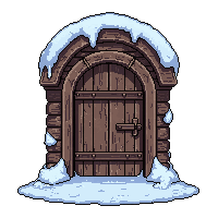 mossy ancient door  frost covered icy