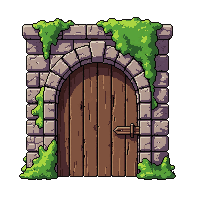 mossy ancient door  iron banded reinforced