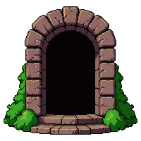mossy ancient door  open with darkness inside