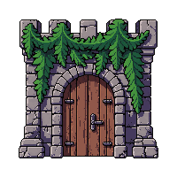 ornate castle gate  covered in vines