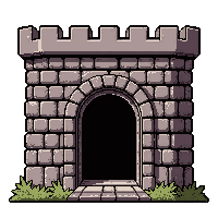 ornate castle gate  open with darkness inside
