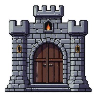 Ornate Castle Gate  Slightly Ajar With Light — free pixel art sprite from the Marketplace Doors Portals collection, transparent PNG