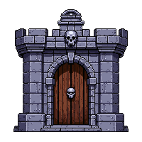 Ornate Castle Gate  With Skull Knocker — free pixel art sprite from the Marketplace Doors Portals collection, transparent PNG