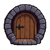 small hobbit round door  burned and charred