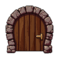 small hobbit round door  iron banded reinforced