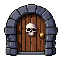Small Hobbit Round Door  With Skull Knocker — free pixel art sprite from the Marketplace Doors Portals collection, transparent PNG