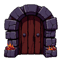 stone arched doorway  burned and charred