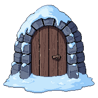 stone arched doorway  frost covered icy