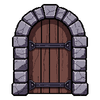 stone arched doorway  iron banded reinforced