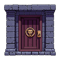 trapdoor in floor  with golden lion knocker