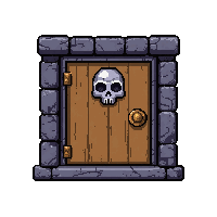 trapdoor in floor  with skull knocker