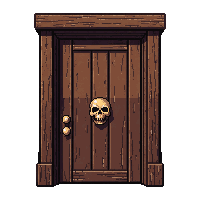 Wooden Door  With Skull Knocker — free pixel art sprite from the Marketplace Doors Portals collection, transparent PNG