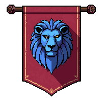 ceremonial silk banner  with blue lion crest