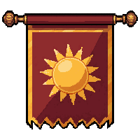 ceremonial silk banner  with gold sun symbol