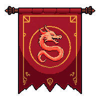 Ceremonial Silk Banner  With Red Dragon Emblem — free pixel art sprite from Marketplace Flags Banners