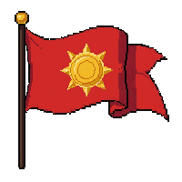 flag on a pole  with gold sun symbol