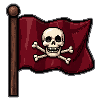 flag on a pole  with skull and crossbones pirate