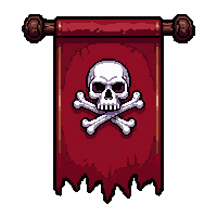 Long Vertical Banner  With Skull And Crossbones Pirate — free pixel art sprite from the Marketplace Flags Banners collection, transparent PNG