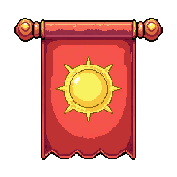 rectangular wall banner  with gold sun symbol