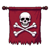 rectangular wall banner  with skull and crossbones pirate