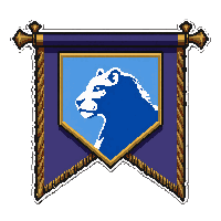 swallowtail flag  with blue lion crest